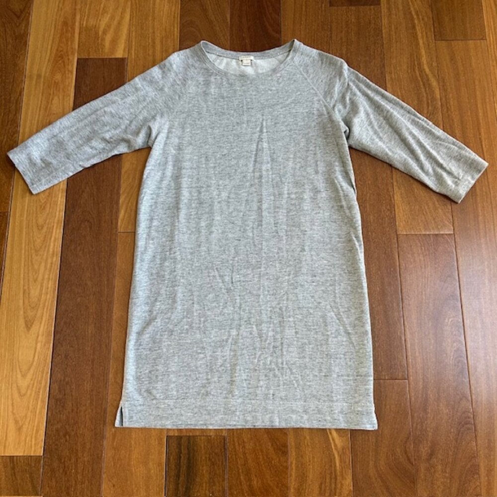 J Crew light grey pique sweatshirt dress